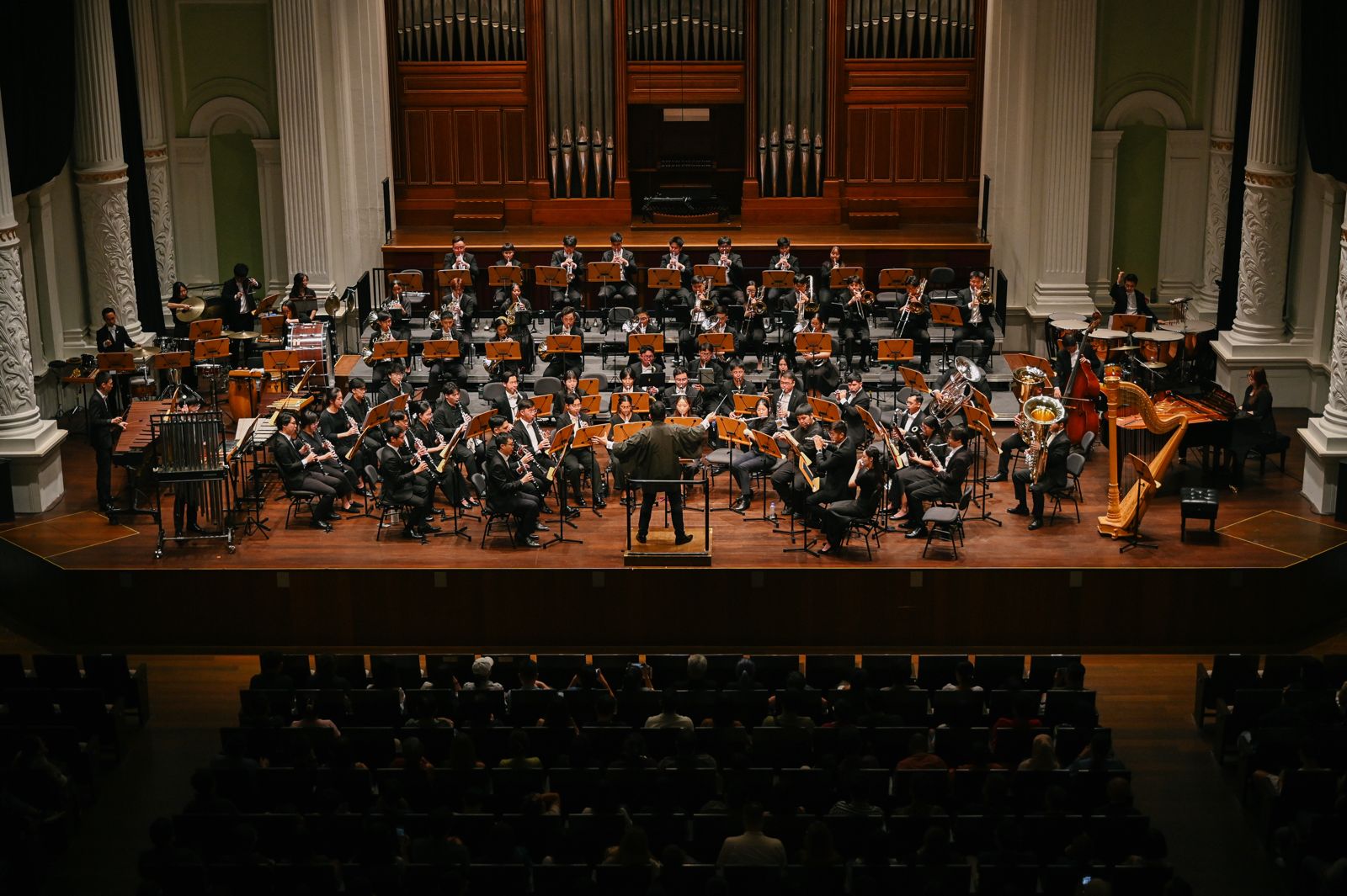 A wind band in concert at Victoria Concert Hall
